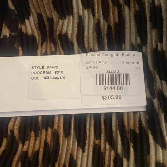 NWT GANNI pleated georgette blouse - size 36 - Picture 3 of 4